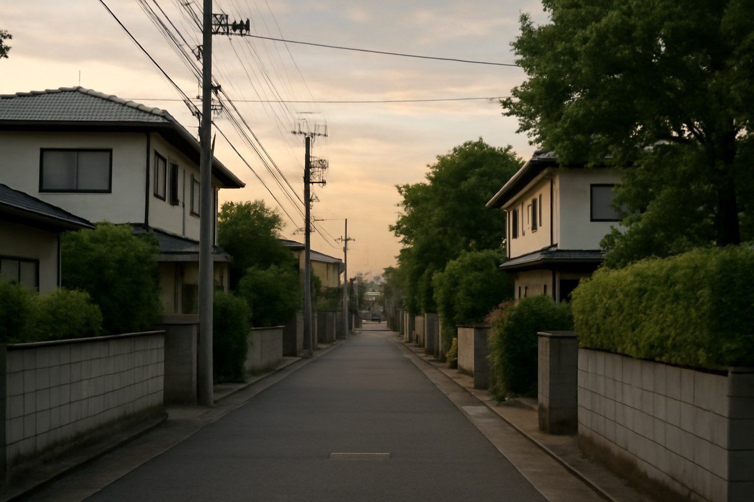 住宅街の道(AIで作成したイメージ)